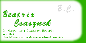 beatrix csasznek business card
